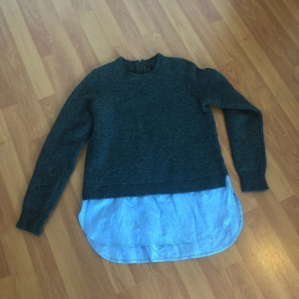 J Crew Navy Lambswool Shirttail Sweater Size S
